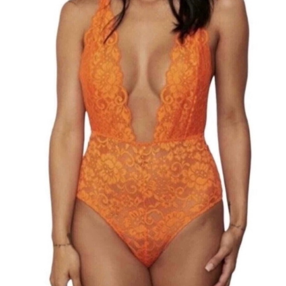 We Are HAH Comin’ In Haht Lace Bodysuit in Burnt Orange Size S